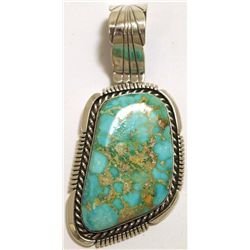 Navajo Spider Web Turquoise Sterling Silver Pendant - Eugene Belone