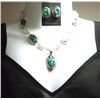 Image 1 : Zuni Spider Web Turquoise Sterling Silver Necklace & Earrings Set - Ric Laselute