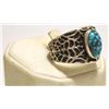 Image 2 : Navajo Spider Web Turquoise Sterling Silver Tufacast Men's Ring - Philander B Begay