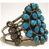 Image 2 : Old Pawn Navajo Turquoise Cluster Sterling Silver Cuff Bracelet - Running Bear