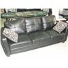 Image 1 : Black leather sofa with 2 throw cushions