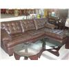 Image 1 : 2pc brown leather sectional sofa