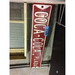 Tin coca cola plaza advertisment street sign