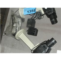 2 security cameras with electrical wiring