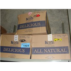 3 boxes of assorted kettle brand potatoe chips