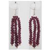 Image 1 : 36.52ct 3 Row Faceted Ruby Silver Hook Earring