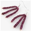 Image 2 : 36.52ct 3 Row Faceted Ruby Silver Hook Earring