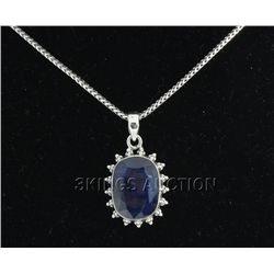 36.50ctw SapphireCorrundum OvalStone SilverPendant