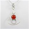 Image 1 : 16.5ctw Carnelian Gemstone Silver Pendant