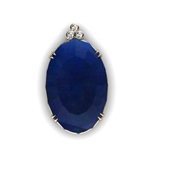 Sapphire Oval 55.05ctw Diamond Pendant 14k W/Y Gold