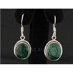 Sterling Silver 24.50ctw Oval Emerald Beryl Earring