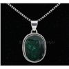 Image 1 : 37.00ctw NaturalEmeraldBerylOvalStone SilverPendant
