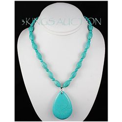 Natural 338.36ctw Turquoise Sterling Silver Necklace