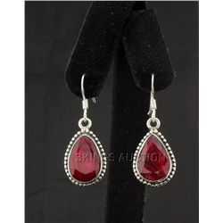 Sterling Silver 40.50ctw Pear Ruby Beryl Earring