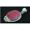 Image 2 : 49.50ctw NaturalRubyBeryl OvalStone SilverPendant