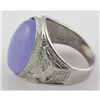 Image 1 : Natural Purple Jade Men's Ring Set in Sterling Silver w