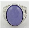 Image 2 : Natural Purple Jade Men's Ring Set in Sterling Silver w