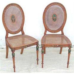 A PAIR OF 19th CENTURY SATINWOOD SINGLE CH...