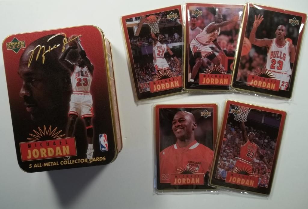 5 - Michael Jordan Metal Collector Cards In Tin