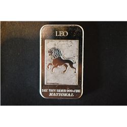 National Silver Ingot "Leo"; 999+ Fine Silver 1 Oz.; EST. $30-40