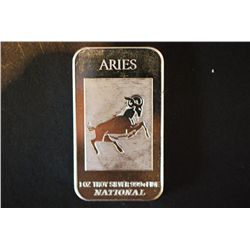 National Silver Ingot "Aries"; 999+ Fine Silver 1 Oz.; EST. $30-40