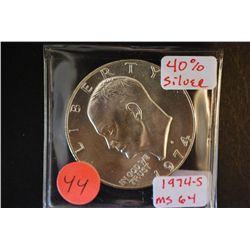 1974-S Eisenhower $1; MS64; 40% Silver; EST. $10-20