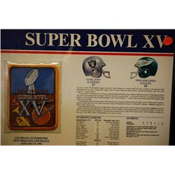 1981 Super Bowl XV Sew-On Patch; Louisiana Superdome New Orleans LA; Oakland Raiders VS Philadelphia