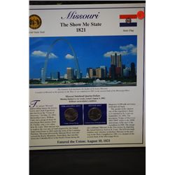 2003 US Missouri State Quarter Mint Set W/US Postal Stamps; P&D Mints; EST. $5-10
