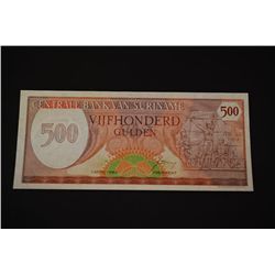 1982 Suriname 500 Gulden Foreign Bank Note; UNC; EST. $2-5