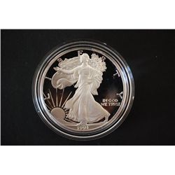 1991-S Silver Eagle $1 Proof; 99.9% Silver 1 Oz.; EST. $55-80