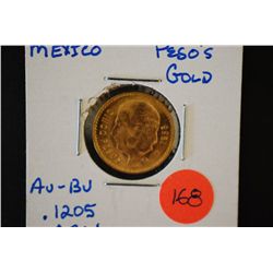 1955-M Mexico Cinco Pesos Gold Foreign Coin; AU-BU; .1205 AGW; EST. $200-260