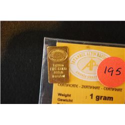 Istanbul Gold Refinery Gold Ingot; 999.9 Fine 1 Gram; EST. $55-70