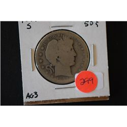 1894-S Barber Half Dollar; AG3; EST. $15-25