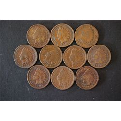 Indian Head One Cent; Lot of 10; EST. $10-20