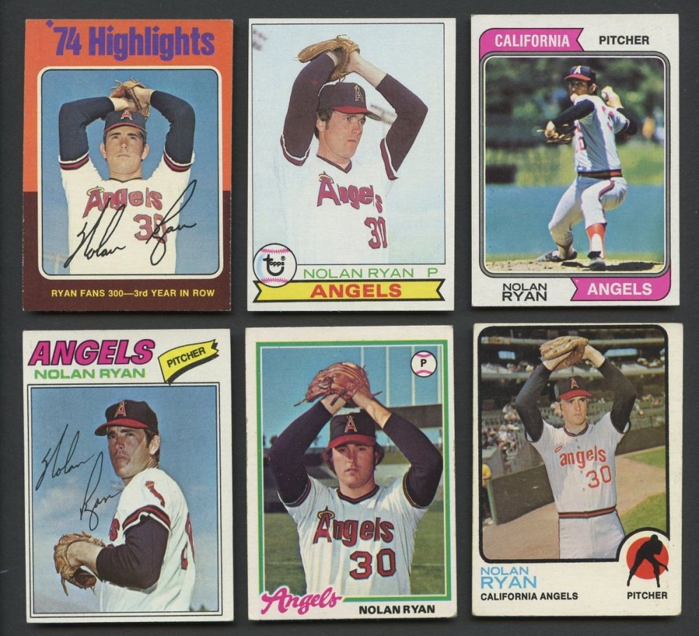Lot of (6) Vintage Nolan Ryan Baseball Cards with 1973, 1974, 1975, 1977,  1978 & 1979 Topps