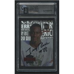 Jerry Rice Signed Football Card (GAI Encapsulated)