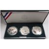 Image 1 : UNITED STATES VETERANS THREE PIECE PROOF COMMEMORATIVE SILVER DOLLARS