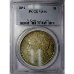 1882 MORGAN DOLLAR PCGS MS65 SUPER COLORS!