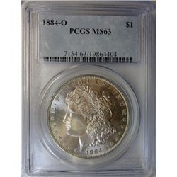 1884 O MORGAN DOLLAR MS 63 PCGS  EST. $65-$70