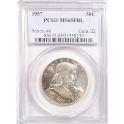 1957 FRANKLIN HALF DOLLAR PCGS MS65FBL