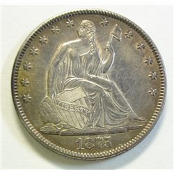 1875 Seated half $   BU nicely toned  excellent strike 60 GS = $340