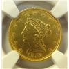 Image 2 : 1853 $2 1/2  Gold  NGC AU   removed from jewelry