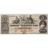 Image 1 : $5  1854 broken bank note Farmers and Merchants Bank Memphis TN