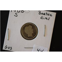 1908-S Barber One Dime; G03; EST. $3-5