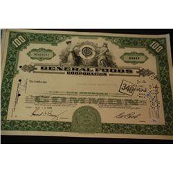 General Foods Corp. Stock Certificate Dated 1968; EST. $5-10