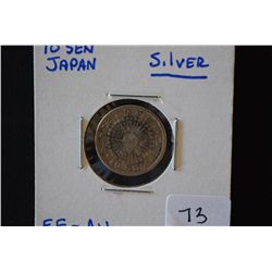 Japan 10 Sen Foreign Coin; Silver; EF-AU; EST. $10-15