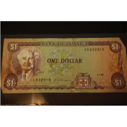 1990 Jamaica $1 Foreign Bank Note; EST. $3-6