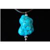 Image 2 : Brown Leather Necklace With Large Turquoise Charm; EST. $5-10