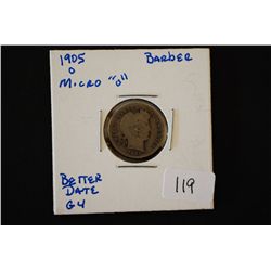 1905-O Barber One Dime; Micro "O" G4; Better Date; EST. $25-50