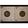 Image 1 : 1944 Mercury Dime; VG8 & 1944-D Mercury Dime; G4; Lot of 2; EST. $20-30
